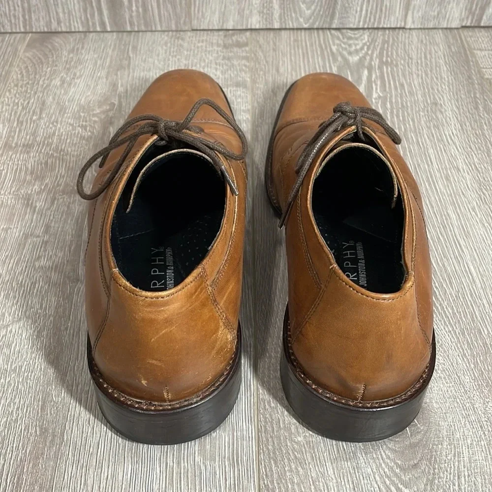 J. Murphy by Johnston & Murphy Leather Novick Lace Up Cap Toe Oxfords Brown 8M